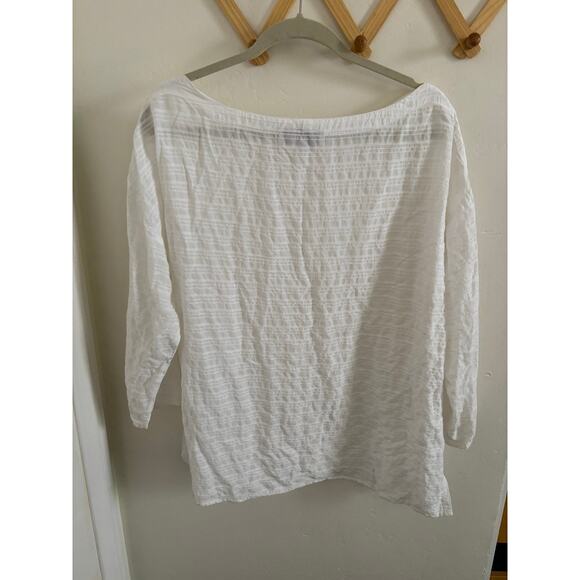 Ann Taylor Loft Top Women's XL White Striped Sheer Tunic Blouse - Picture 7 of 7